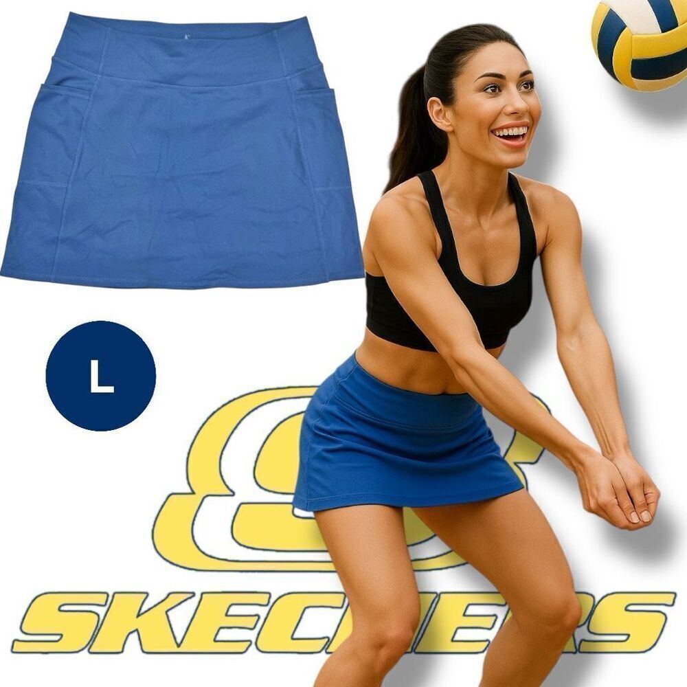 Sketchers Skort Women's Large Active Go Walk High Waist Blue Skort Golf Tennis